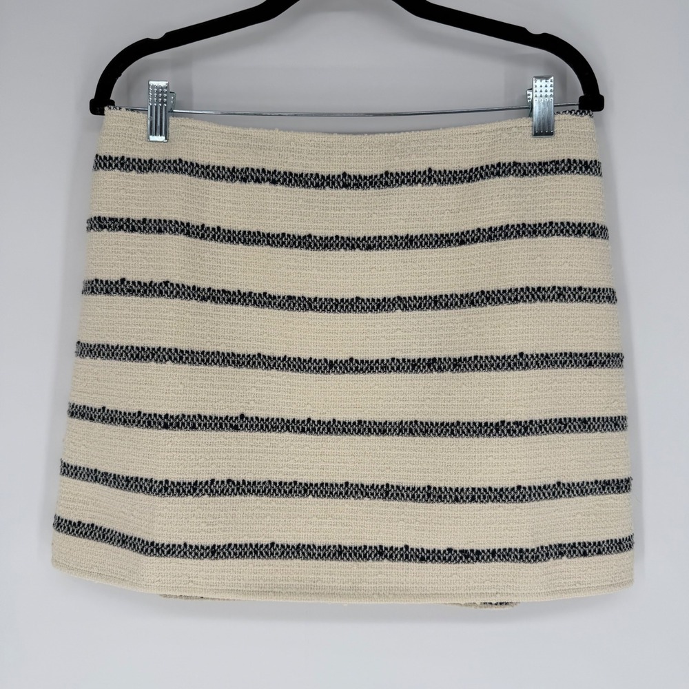 TUCKERNUCK NAVY STRIPE TWEED MEG MINI SKIRT LARGE NWT PREPPY OFFICE WORKWEAR